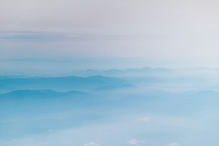 mountain covering with clouds